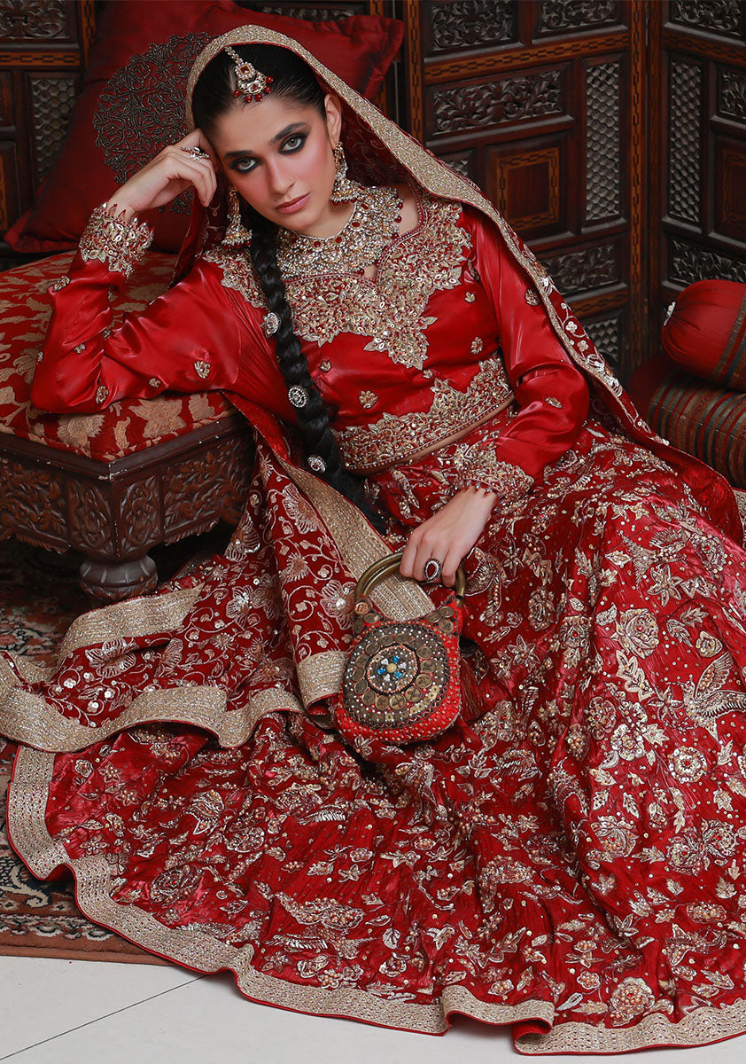 Huma Adnan raneesha Lehnga choli Maroon 3 Piece