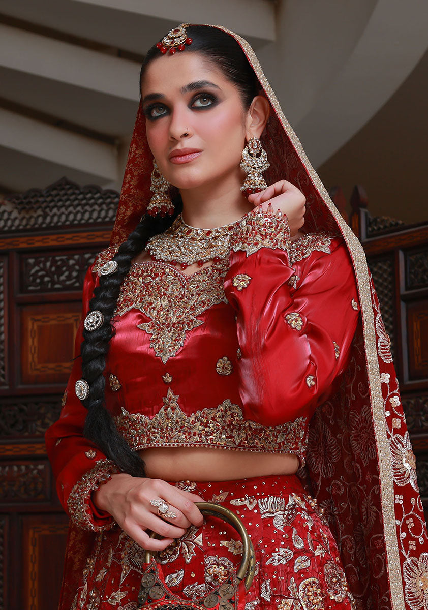 Huma Adnan raneesha Lehnga choli Maroon 3 Piece