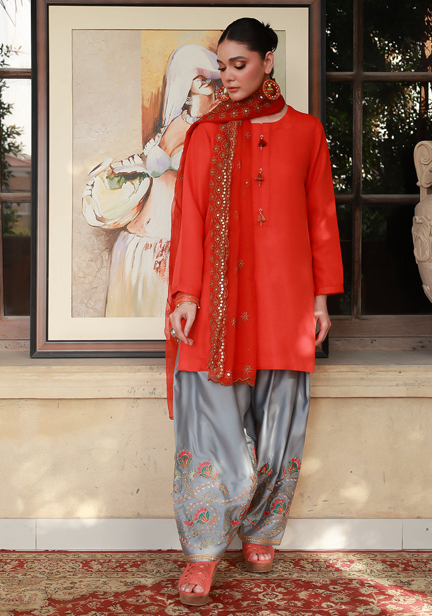 Huma Adnan rehaya Suit Red 3 Piece