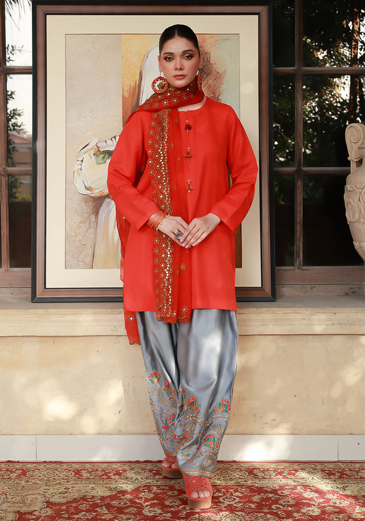 Huma Adnan rehaya Suit Red 3 Piece