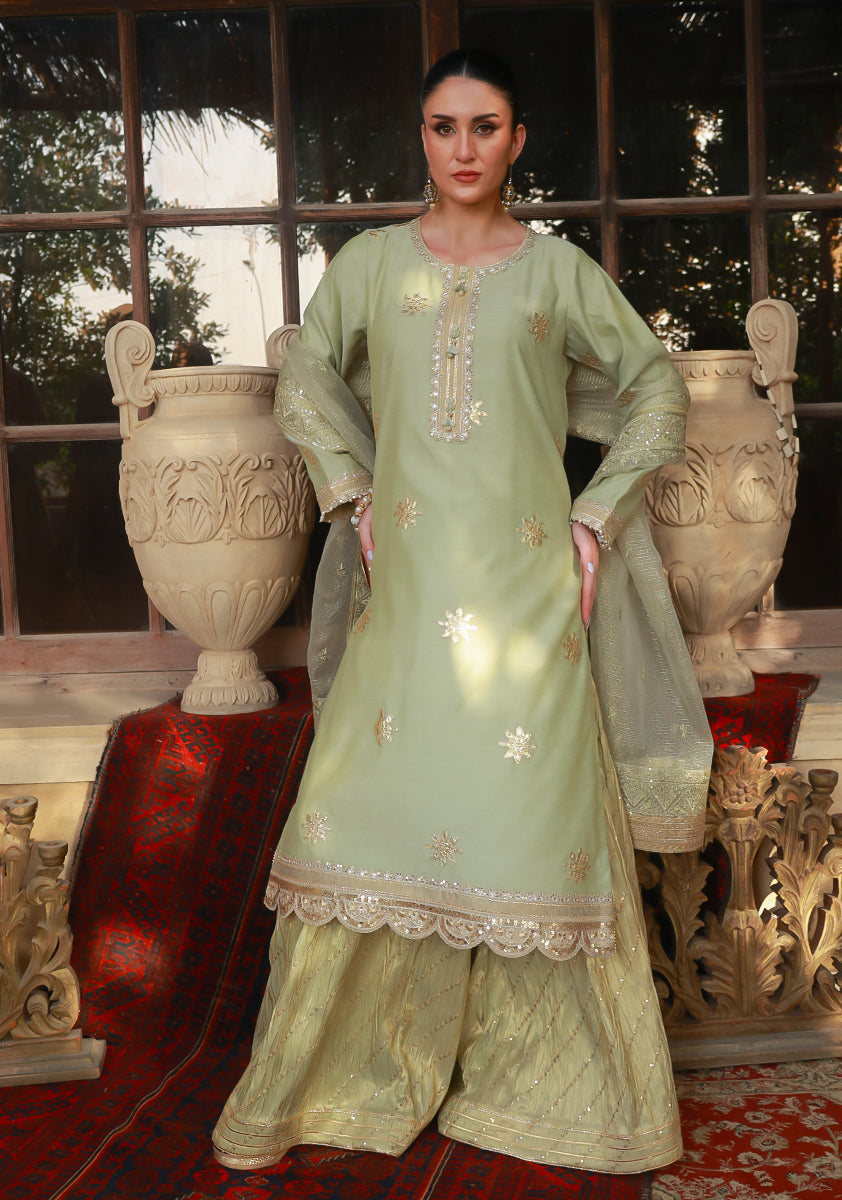 Huma Adnan zarmehr Suit Mint Green 3 Piece