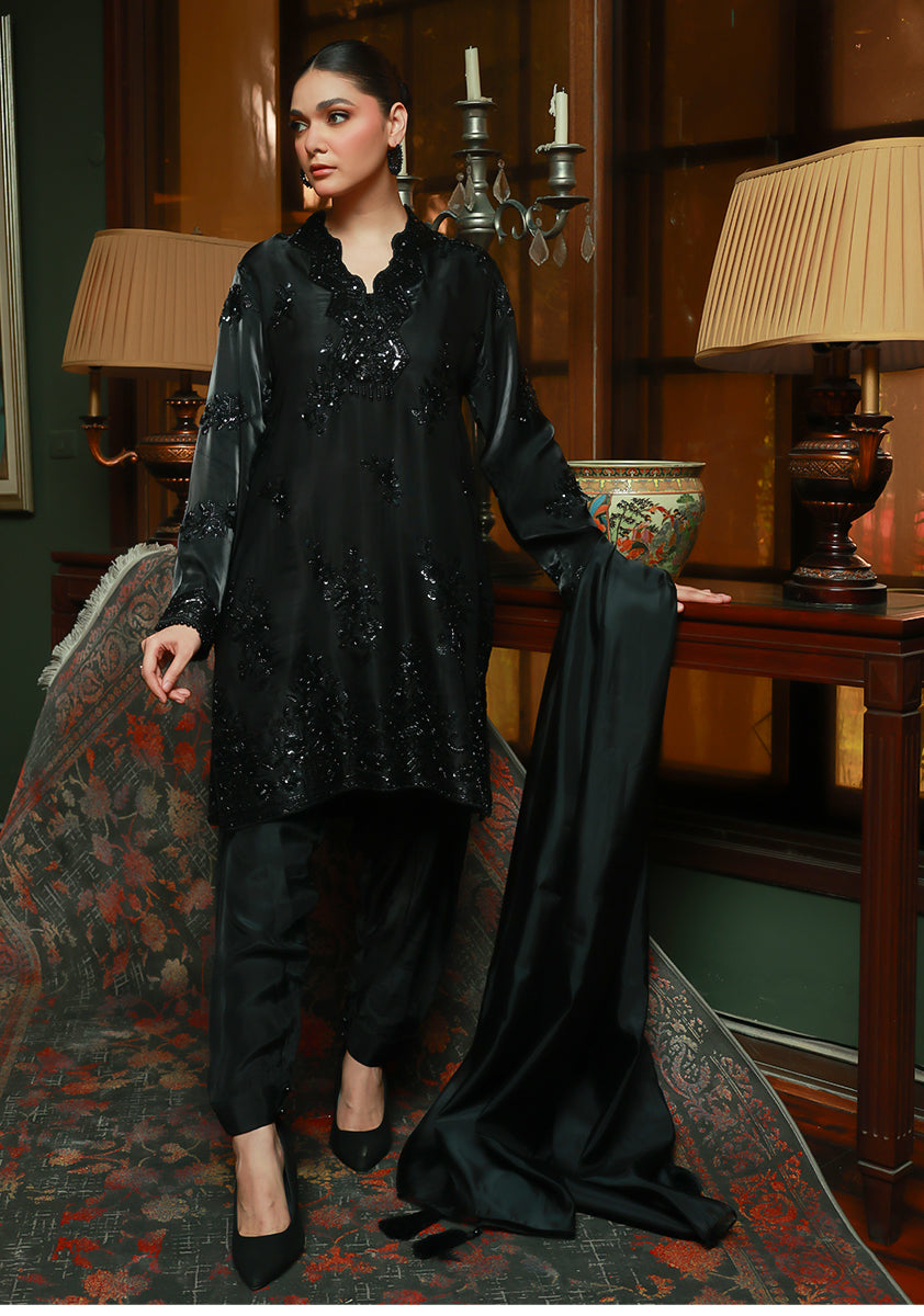 Huma Adnan zehaina Suit Black 3 Piece