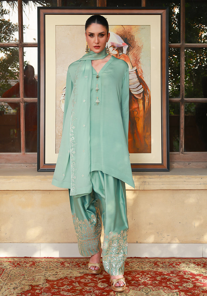 Huma Adnan zephyra Suit Sky Blue 3 Piece