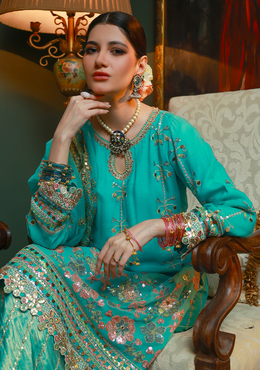 Huma Adnan zeyva Suit Sea Green 3 Piece