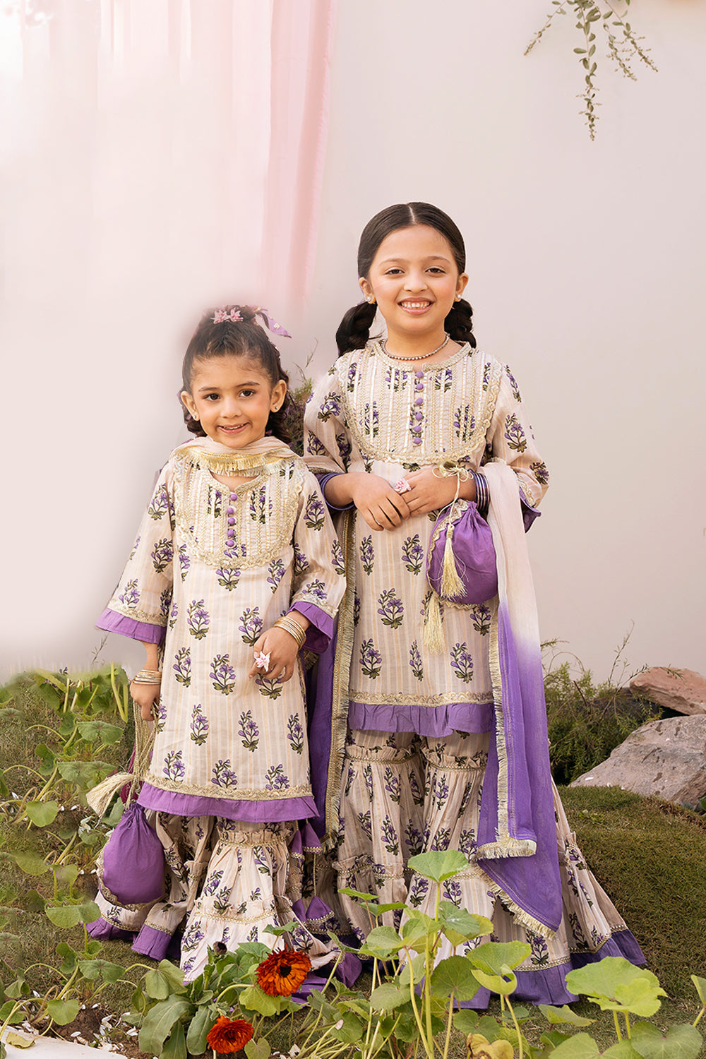 Hummingbirds - Heirloom Paisley Sharara For Girl