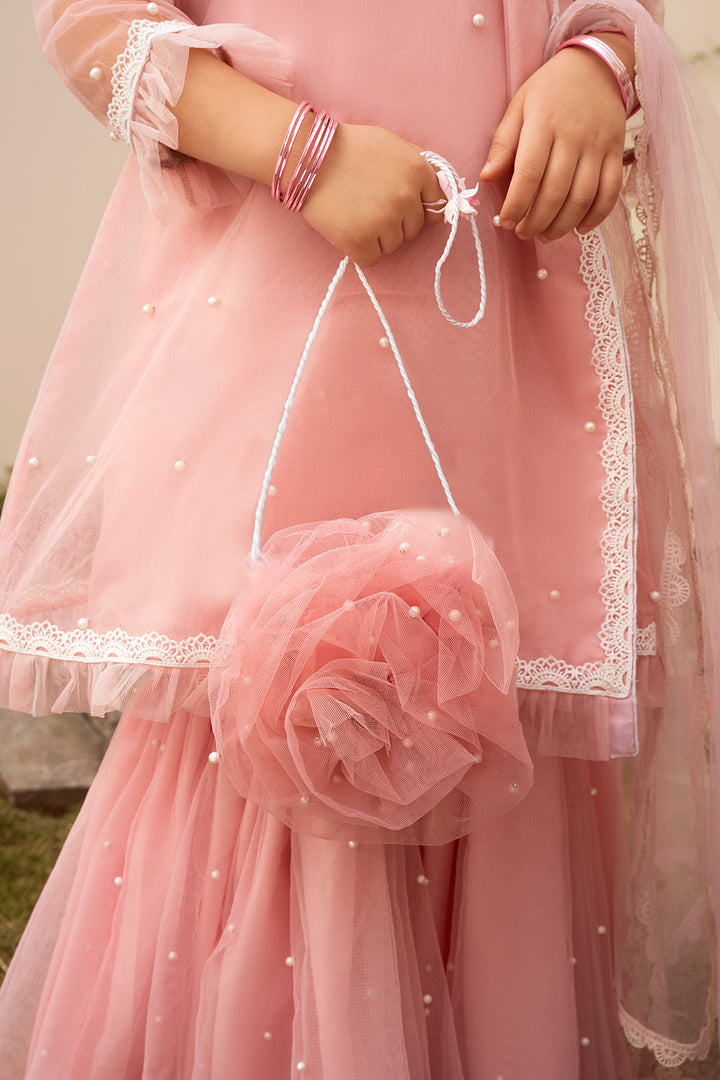 Hummingbirds - Pink Rose &amp; Pearl Gharara Set For Girl