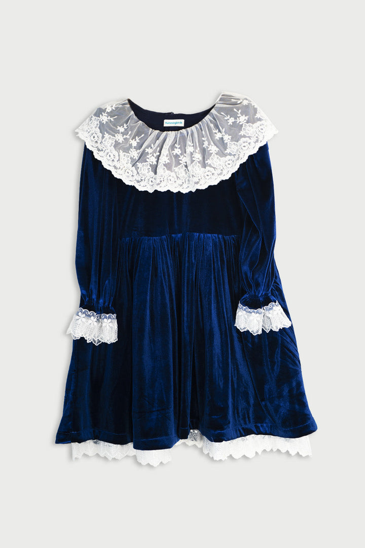 Hummingbirdspk - Alice in Wonderland Blue Velvet Dress - 1 Piece