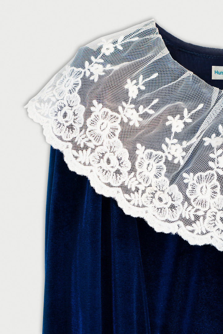 Hummingbirdspk - Alice in Wonderland Blue Velvet Dress - 1 Piece