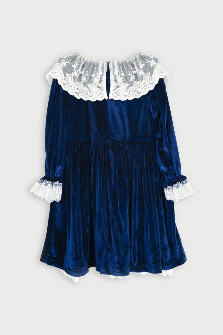 Hummingbirdspk - Alice in Wonderland Blue Velvet Dress - 1 Piece
