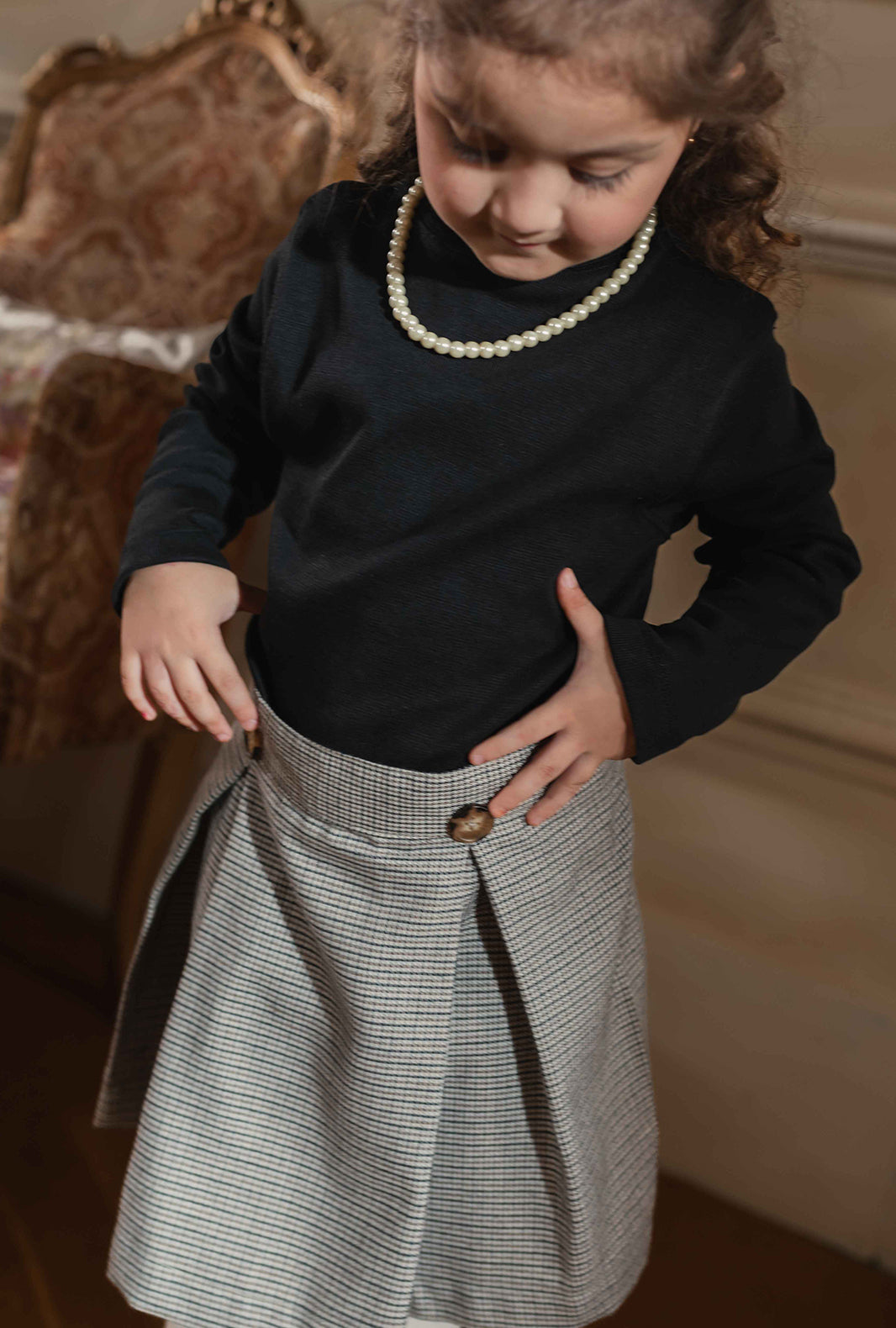 Hummingbirdspk - Checkered Woollen Skirt - 1 Piece