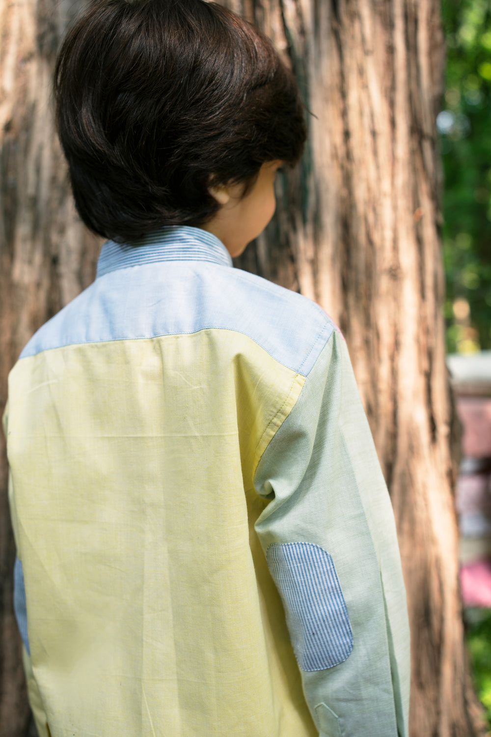 Hummingbirdspk - Color Block cotton chambray Shirt - 1 Piece
