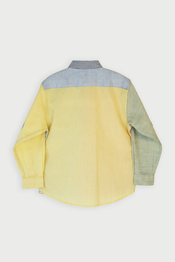 Hummingbirdspk - Color Block cotton chambray Shirt - 1 Piece