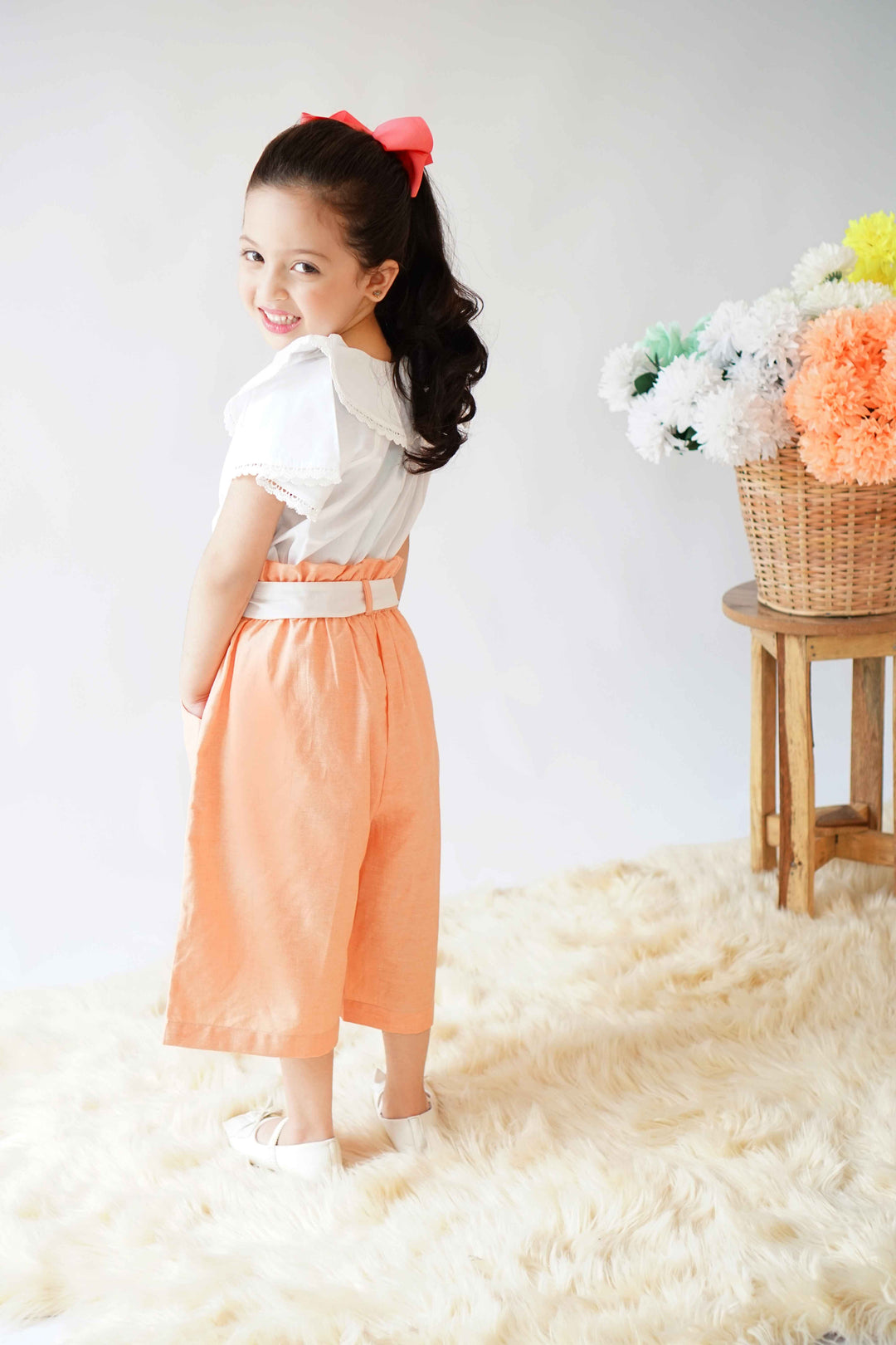 Hummingbirdspk - Creamy cotton Peach Cropped Pants - 1 Piece