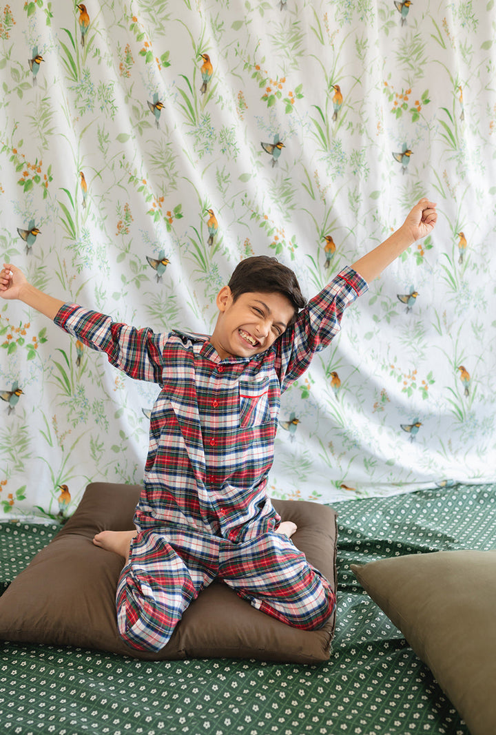Hummingbirdspk - Flannel Night cotton Suit 2 Piece