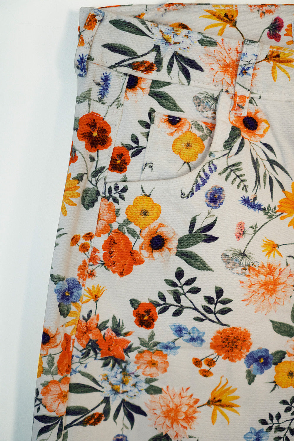 Hummingbirdspk - Floral Print cotton Chino Pants - 1 Piece