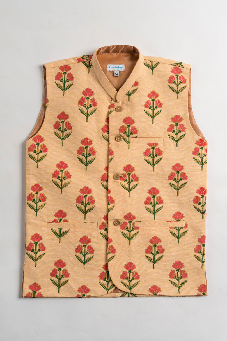 Hummingbirdspk - Gul-e-Dawoodi Waistcoat - Pink &amp; Peach - 1 Piece