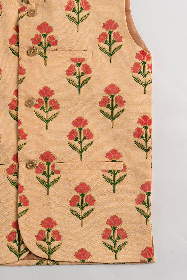 Hummingbirdspk - Gul-e-Dawoodi Waistcoat - Pink &amp; Peach - 1 Piece