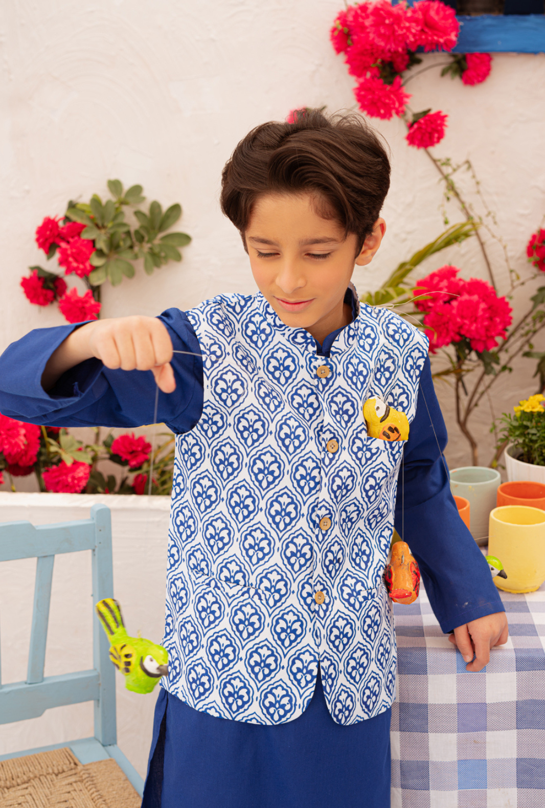 Hummingbirdspk - Icaria Waistcoat - Blue & White - 1 Piece