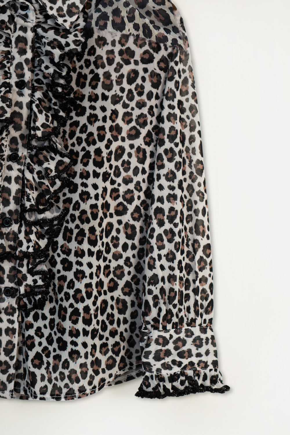 Hummingbirdspk - Leopard Print Ruffled Blouse with Camisole - 1 Piece