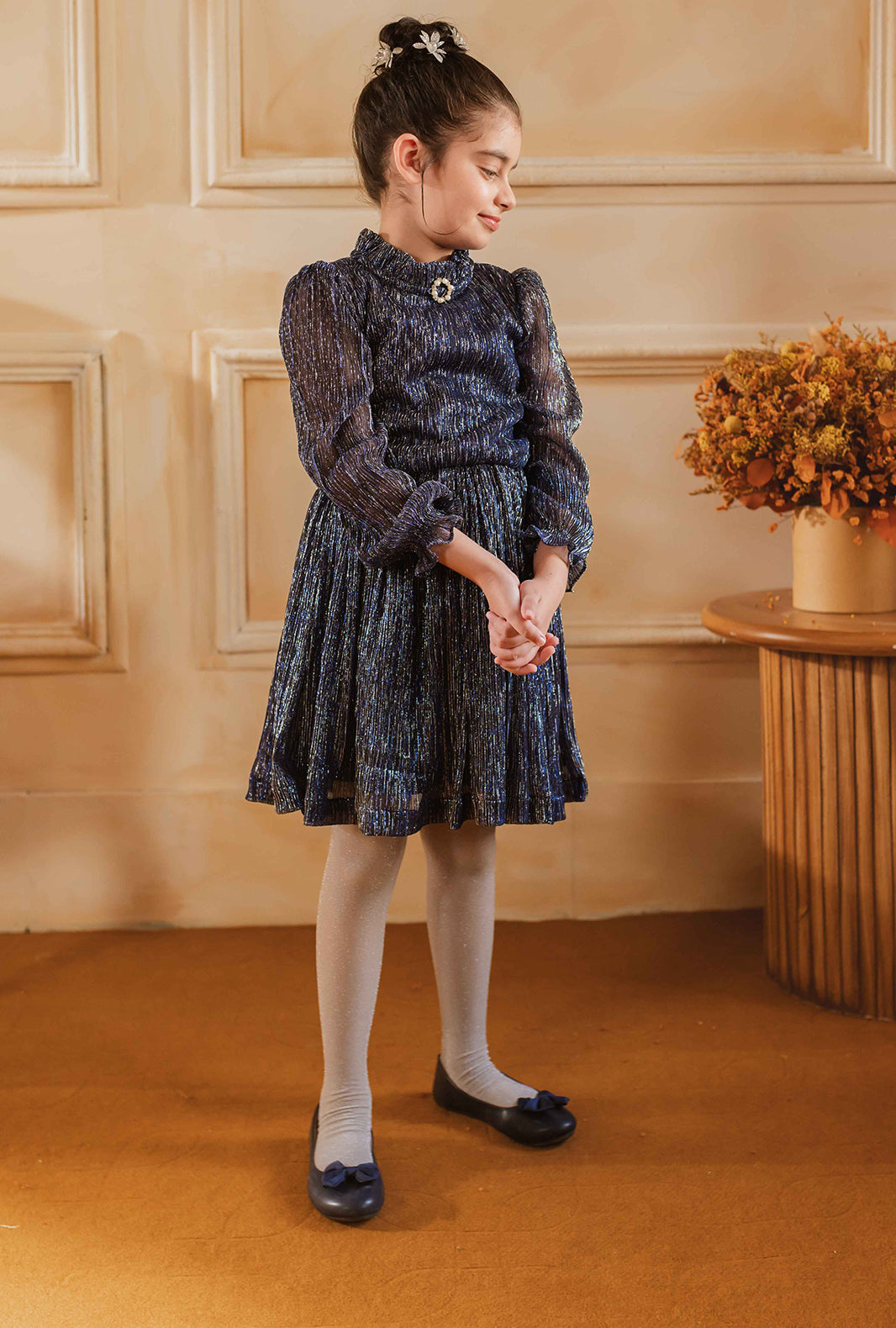 Hummingbirdspk - Moonlight navy Blue Shimmery Dress - chiffon - 1 piece
