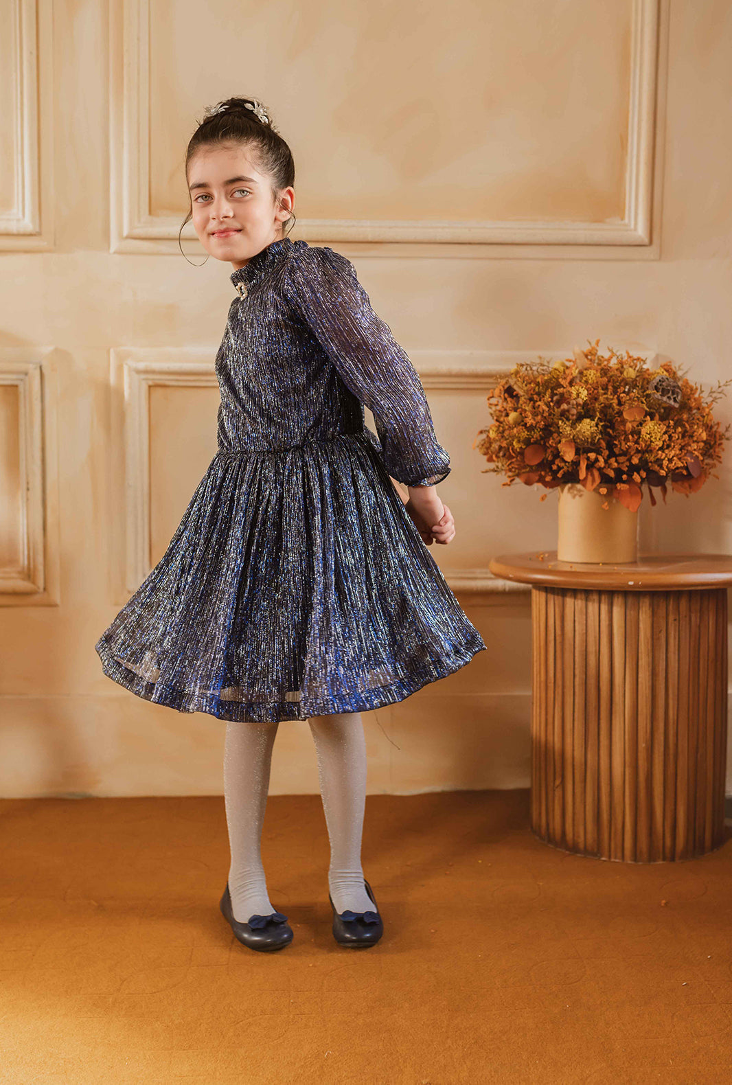 Hummingbirdspk - Moonlight navy Blue Shimmery Dress - chiffon - 1 piece
