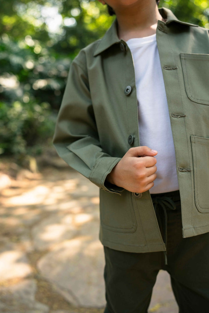 Hummingbirdspk - Moss Green cotton Khaki Jacket - 1 Piece