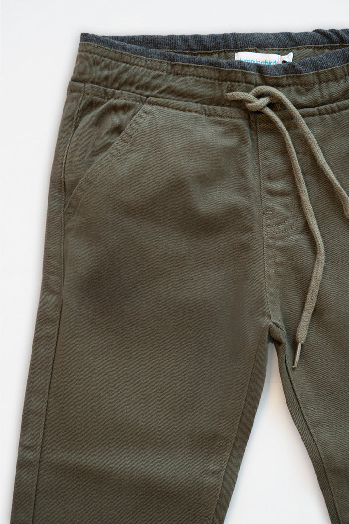 Hummingbirdspk - Moss Green cotton pull up chinos - 1 Piece