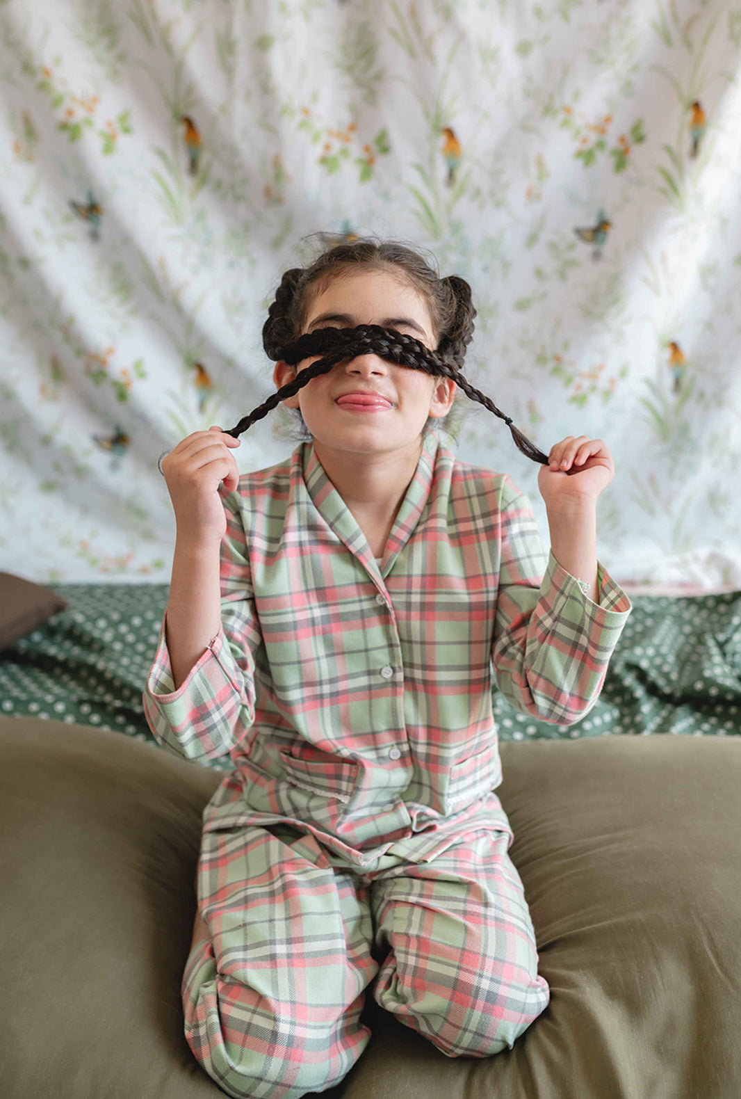 Hummingbirdspk - Pink & Mint Flannel Night Suit - 2 Piece