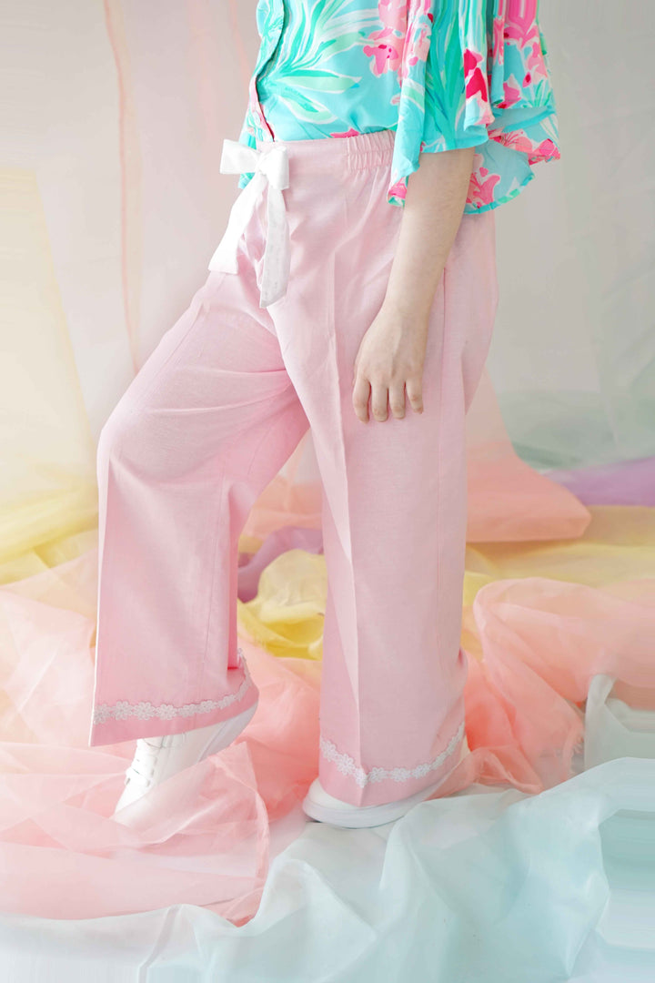 Hummingbirdspk - Pretty in Pink cotton chambary Bow Pants - 1 Piece