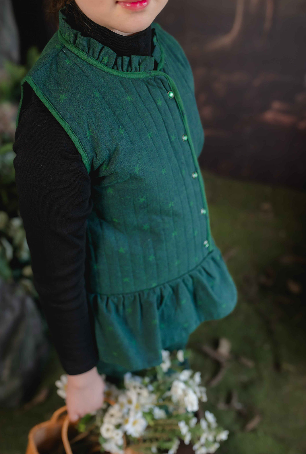 Hummingbirdspk - Star Print Green Quilted Set - 2 Piece