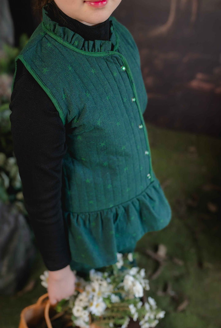 Hummingbirdspk - Star Print Green Quilted Set - 2 Piece