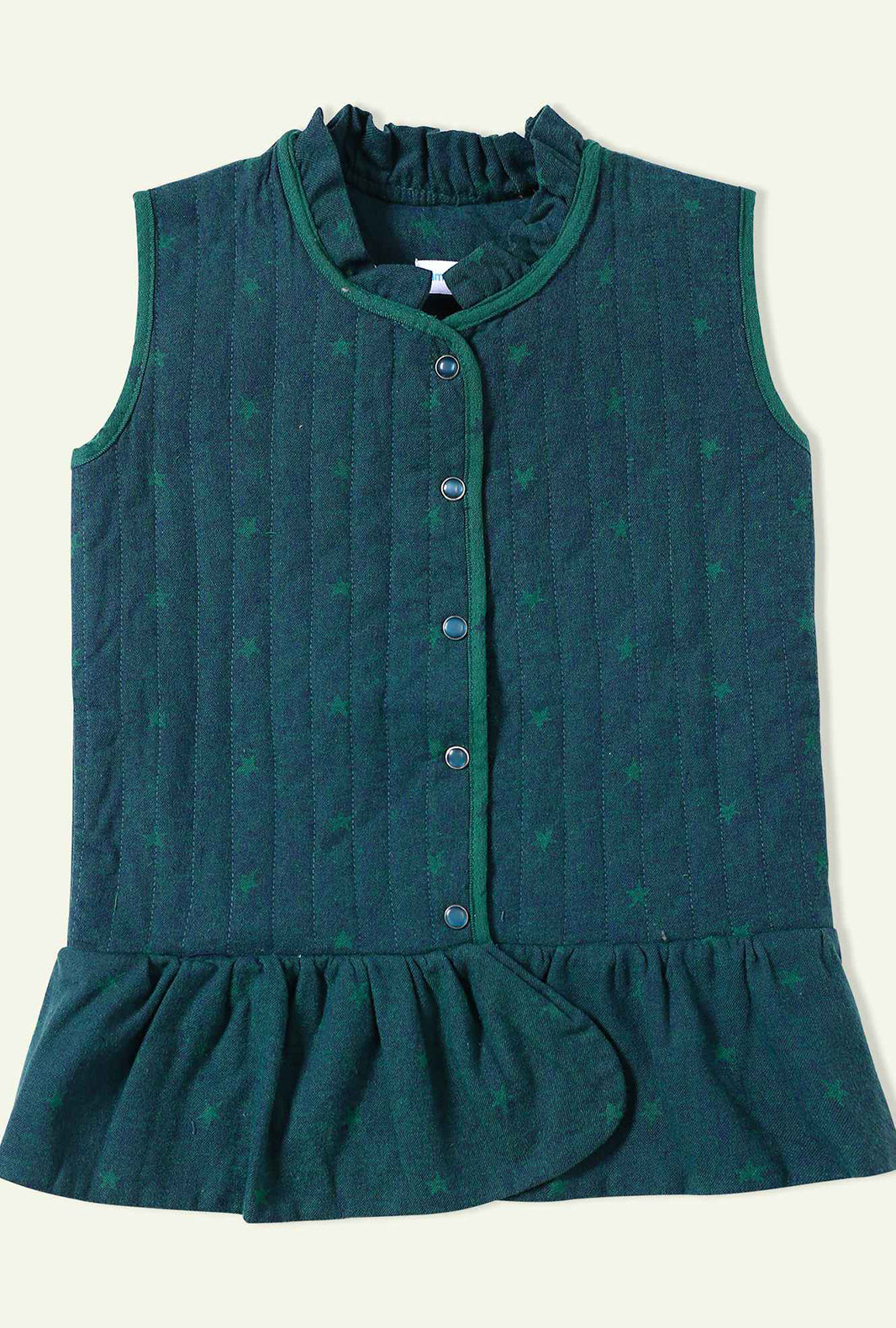 Hummingbirdspk - Star Print Green Quilted Set - 2 Piece