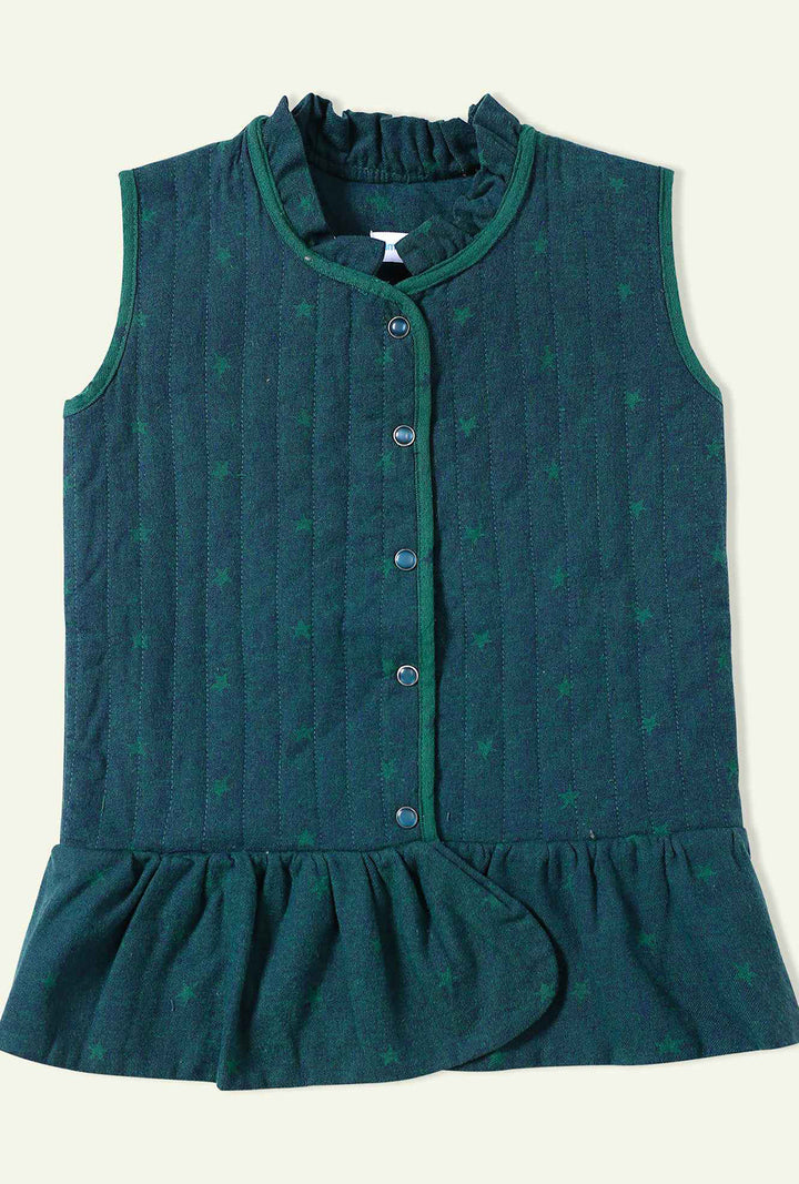 Hummingbirdspk - Star Print Green Quilted Set - 2 Piece