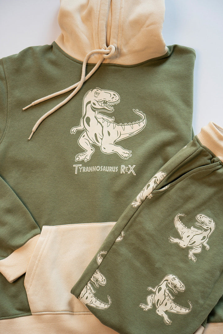 Hummingbirdspk - green cotton Tyrannosaur Rex Sweat Pants &amp; Hoodie - 2 Piece