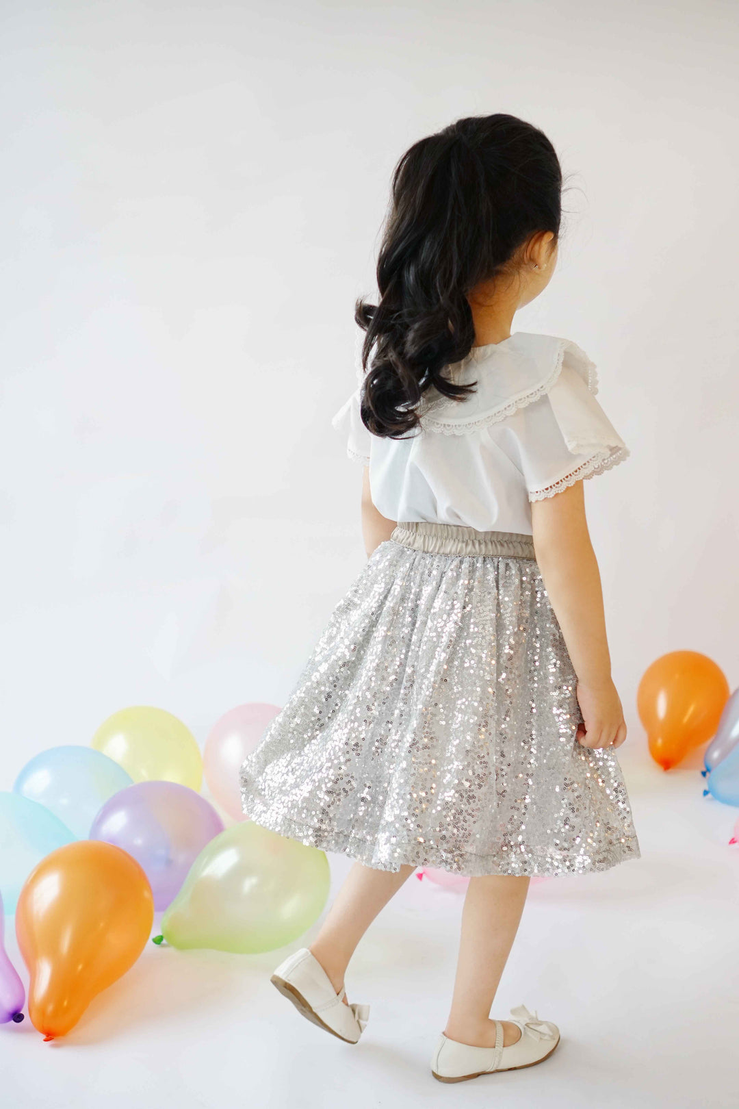Hummingbirdspk - silver chiffon Starlight Sequin Skirt - 1 Piece