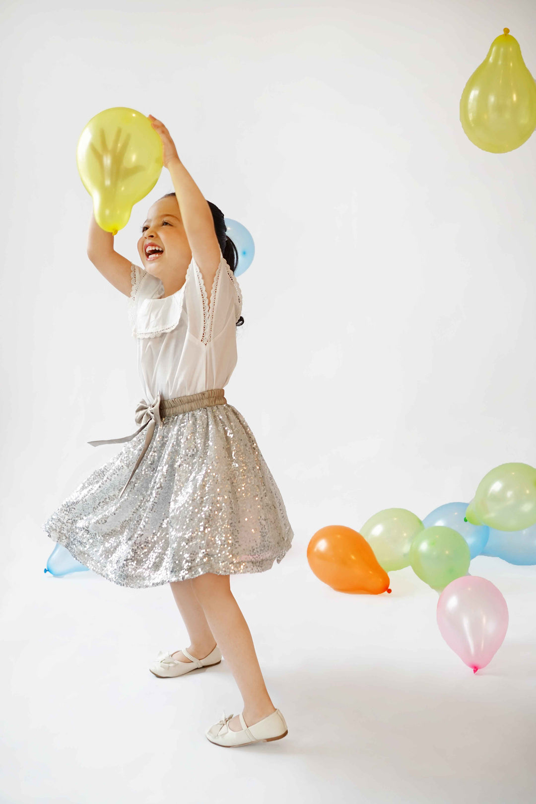 Hummingbirdspk - silver chiffon Starlight Sequin Skirt - 1 Piece