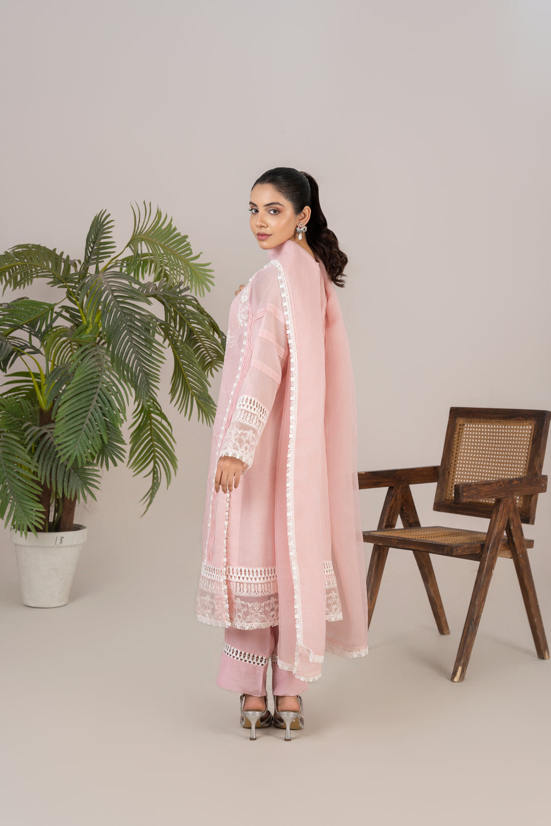 Laleen - Husna Cotton Silk Suit For Women - Baby Pink - 3 Piece
