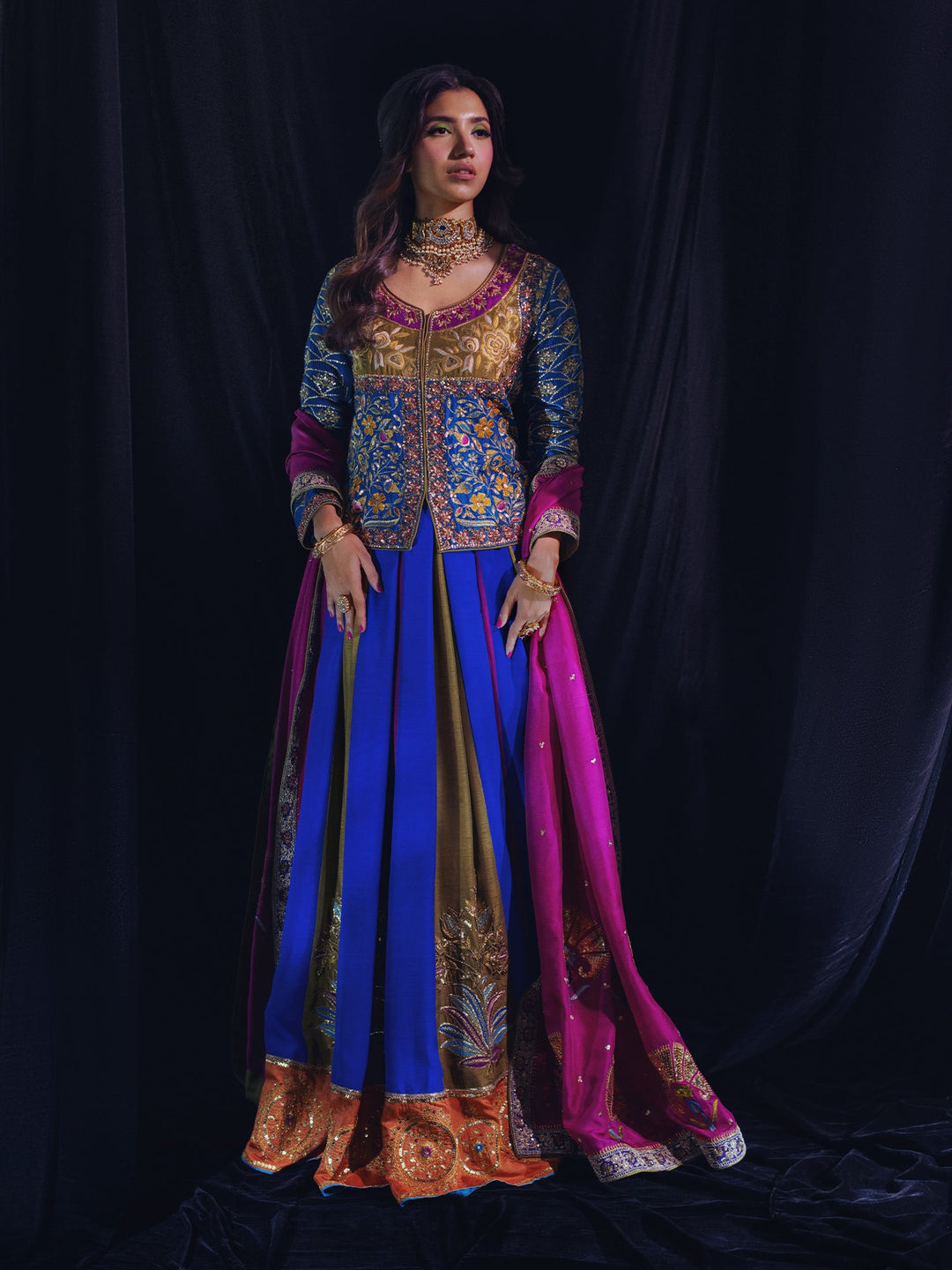 Sanam Chaudhri ALWAN Gharara Blue 2 Piece