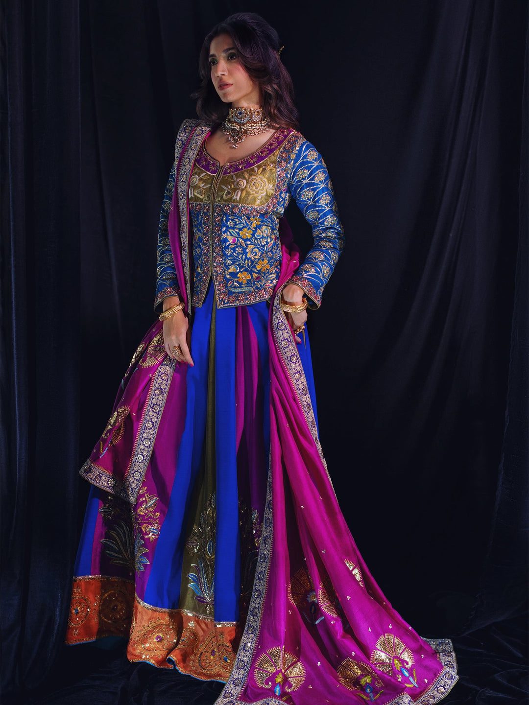 Sanam Chaudhri ALWAN Gharara Blue 2 Piece