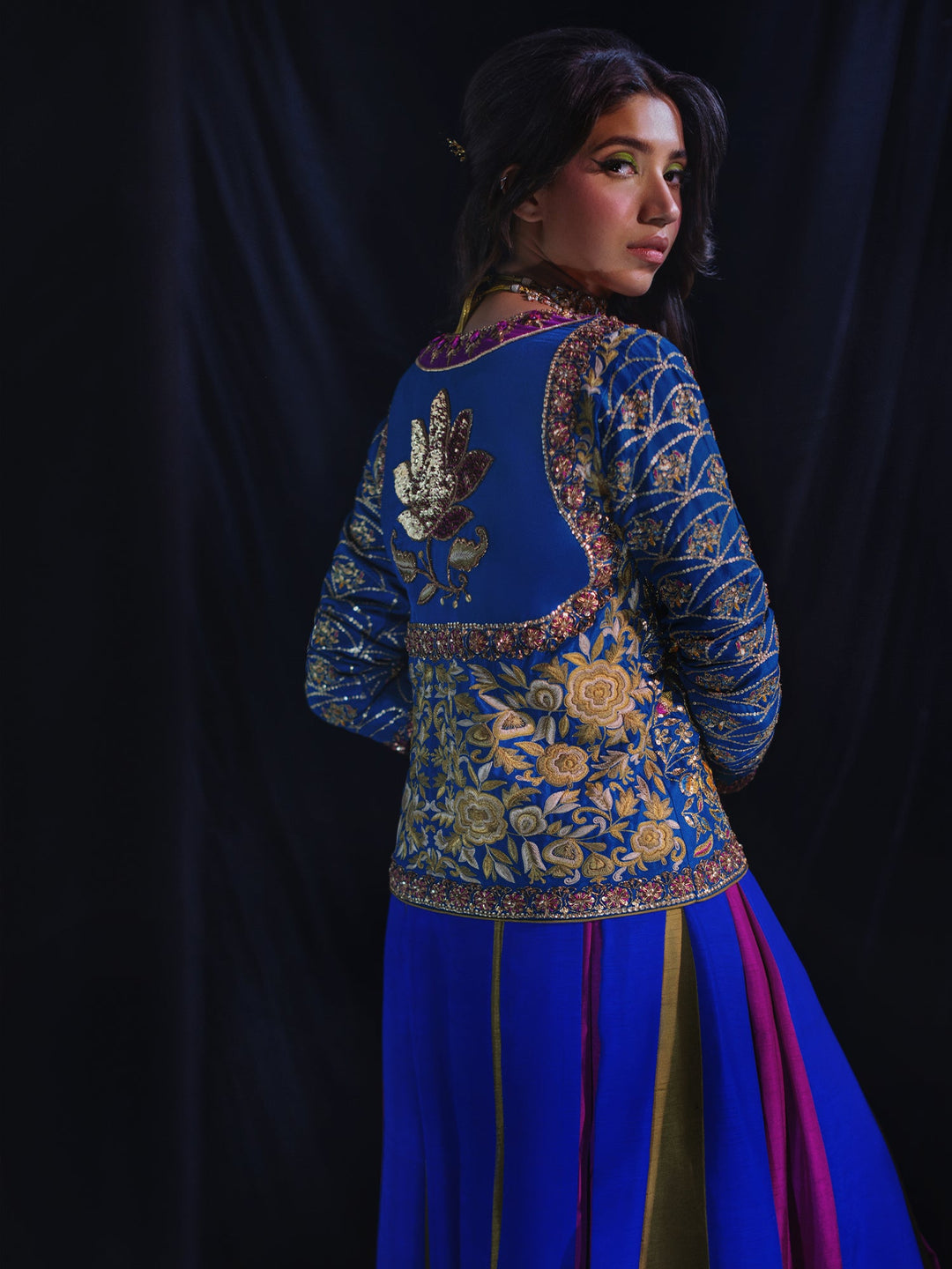 Sanam Chaudhri ALWAN Gharara Blue 2 Piece