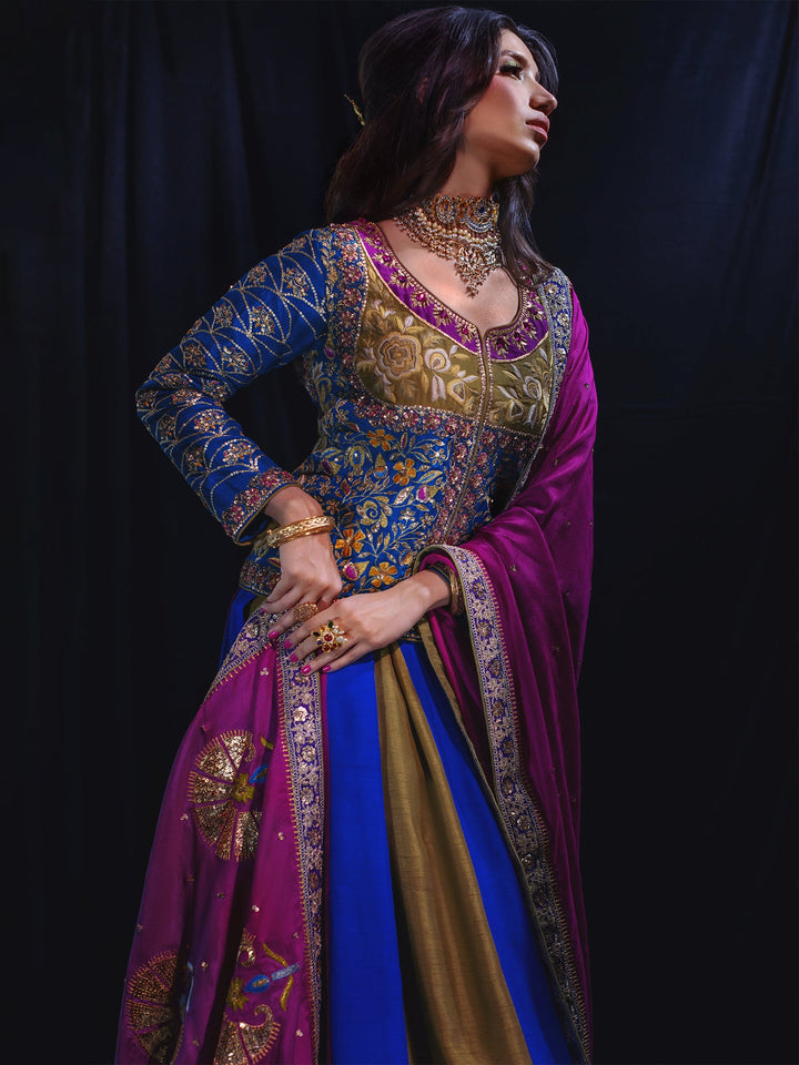 Sanam Chaudhri ALWAN Gharara Blue 2 Piece