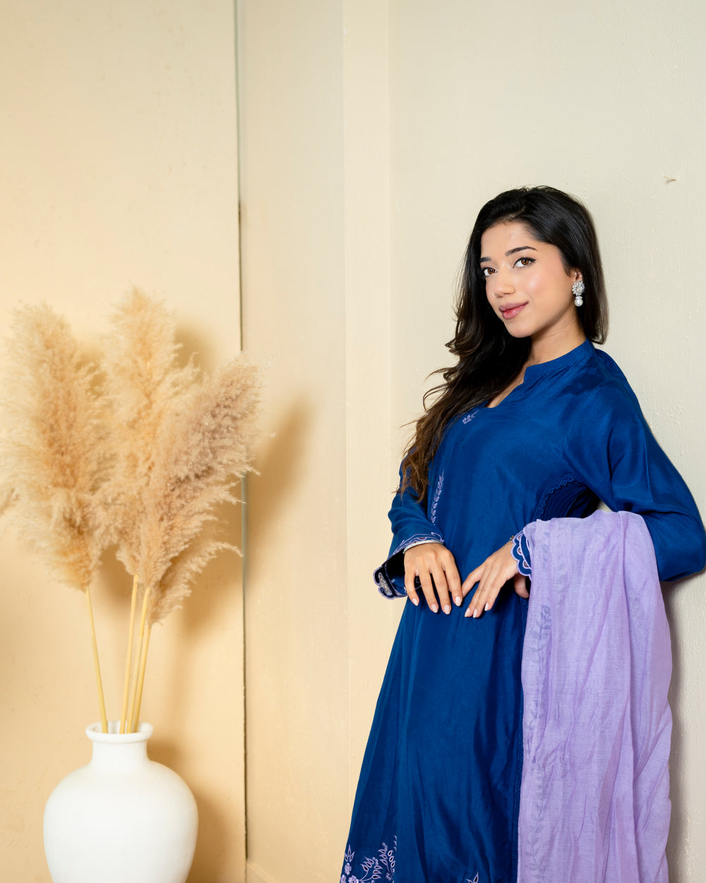 Urooj Atelier - Khaadi Silk Suit For Women - Ink Blue - 3 Piece - Studio by TCS