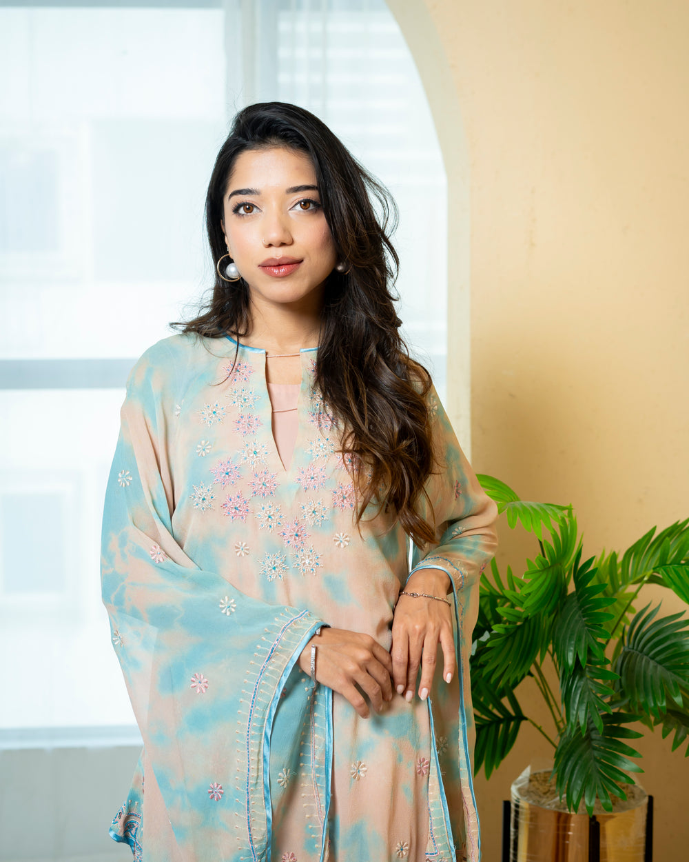 Urooj Atelier - Chiffon Suit For Women - Flamingo Pink - 3 Piece - Studio by TCS