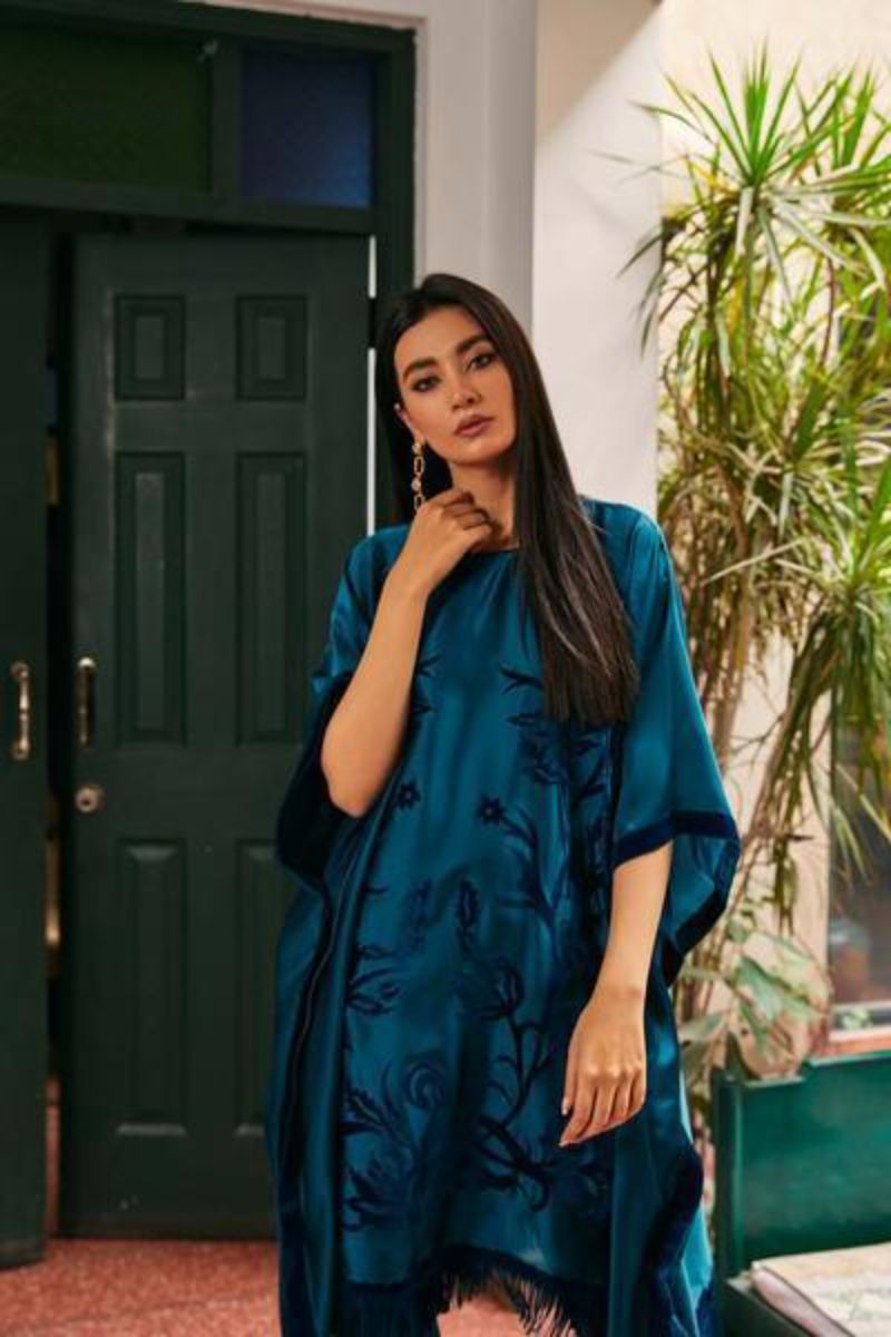 Natasha Kamal - Teal Silk Coord Set - 2 Pieces