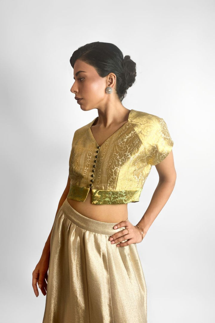 Maheen Khan - HERITAGE BLOUSE - Silk Brocade - Gold - 1 Piece
