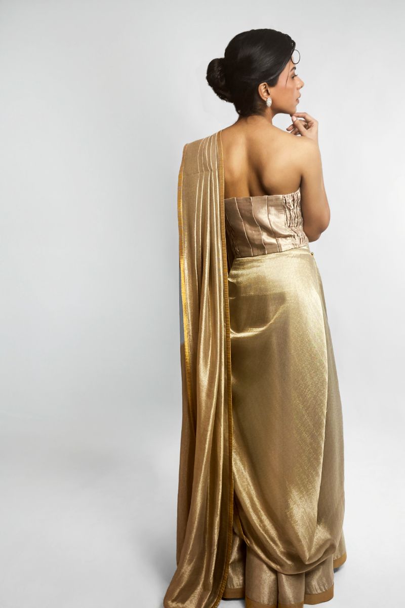 Maheen Khan - SEREINE SARI - Mysori Silk - Gold Silver - 1 Piece