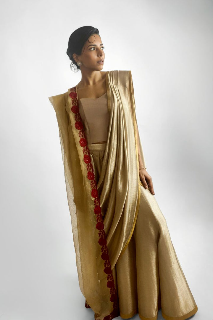 Maheen Khan - SEREINE BUSTIER - Mysori Silk - Gold Silver - 1 Piece