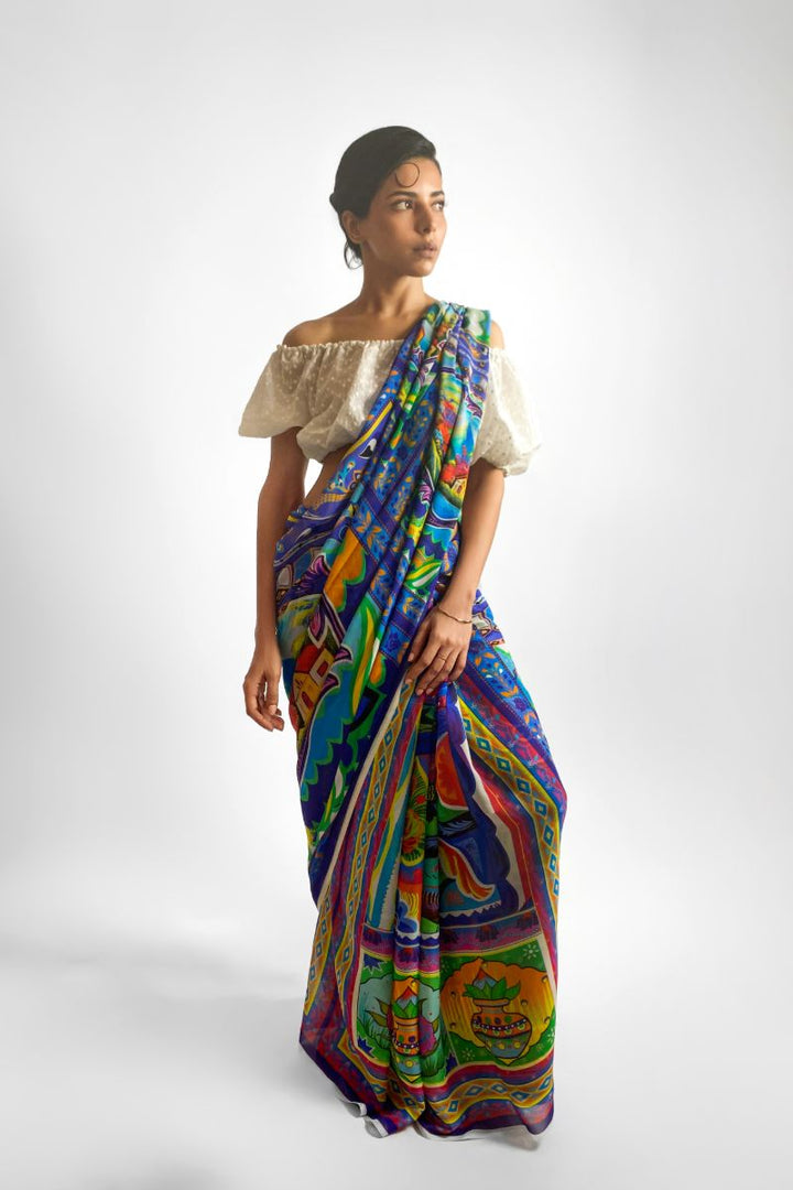 Maheen Khan - WHITE EMBROIDERED BLOUSE - Cotton - Off White - 1 Piece