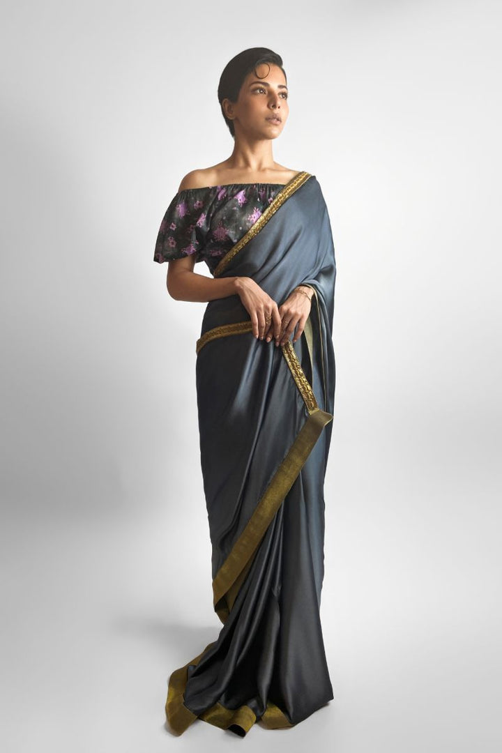 Maheen Khan - VANYA SARI - Blended Silk - Slate Grey - 1 Piece