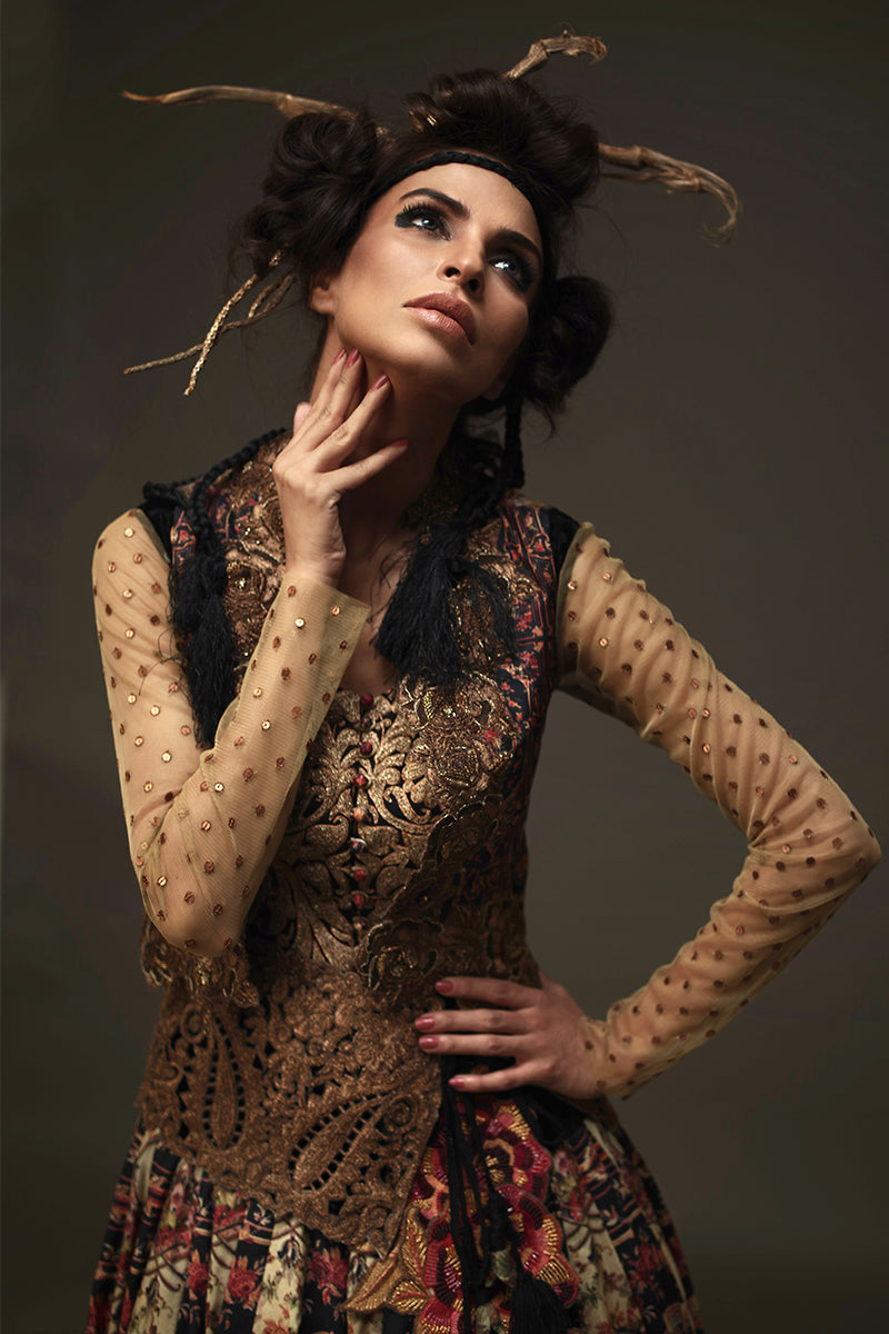 Shamaeel Ansari Gulnaar Royale Pishwas Multicolor 2 Piece